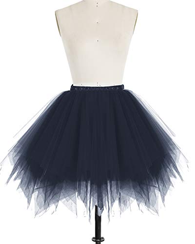 Bridesmay Mujeres Faldas Enaguas Cortas Tul Plisada Fiesta Tutu Ballet Navy XL