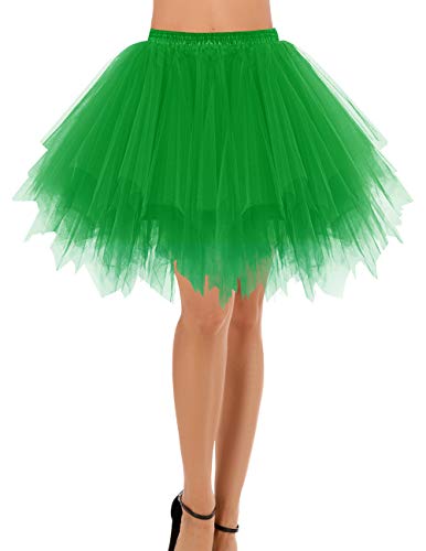 Bridesmay Mujeres Faldas Enaguas Cortas Tul Plisada Fiesta Tutu Ballet Verde L