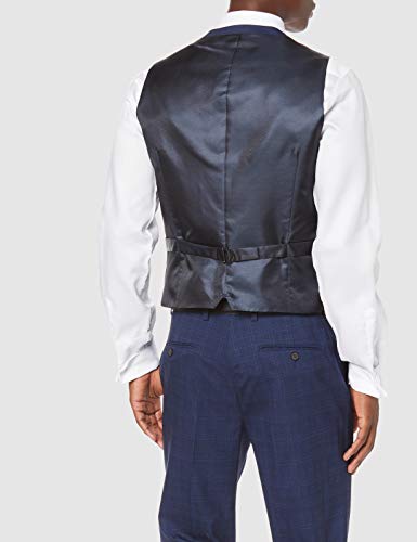 Burton Menswear London Tonal Prince of Wales Slim Waistcoat Chaleco de Traje, Azul (Blue 110), 54 ES Regular (tamaño Fabricante : L) para Hombre