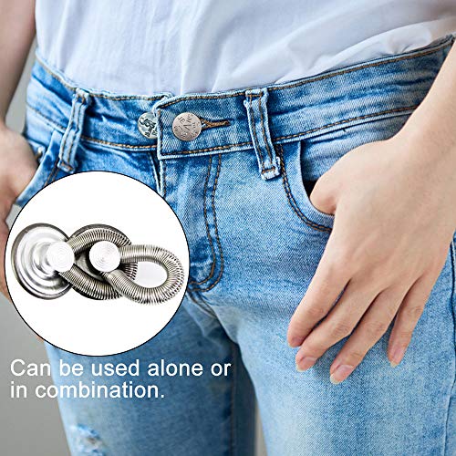 BUZIFU 6pcs Botones Extensores para Pantalones Vaqueros, Material de Metal, Fácil de Usar y Desmontar, Ideal para Alargar La Anchura de Cintura de Los Pantalones, para Hombre, Mujer y Niño