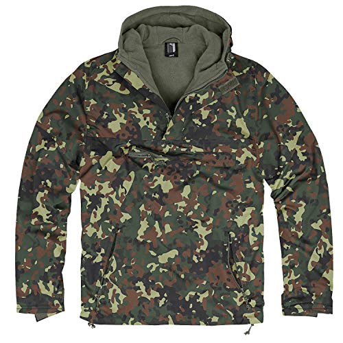 BW-ONLINE-SHOP Chaqueta cortavientos con capucha para hombre con forro polar camuflaje XL