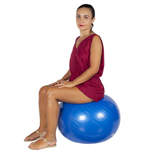 Calma Dragon Pelota de Pilates 55cm / 65cm / 75cm Diámetro, Balón para Embarazadas, Fitball, con Inflador Incluido, Bola Grande para Yoga, Gimnasia, Fitness (Rojo, 55)