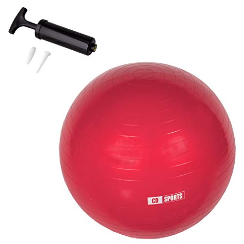 Calma Dragon Pelota de Pilates 55cm / 65cm / 75cm Diámetro, Balón para Embarazadas, Fitball, con Inflador Incluido, Bola Grande para Yoga, Gimnasia, Fitness (Rojo, 55)