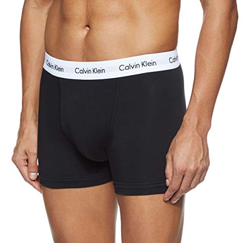 Calvin Klein Hombre - Pack de 3 bóxers de tiro medio - Cotton Stretch, Multicolour (Black/White/Grey Heather), L, (Pack de 3)