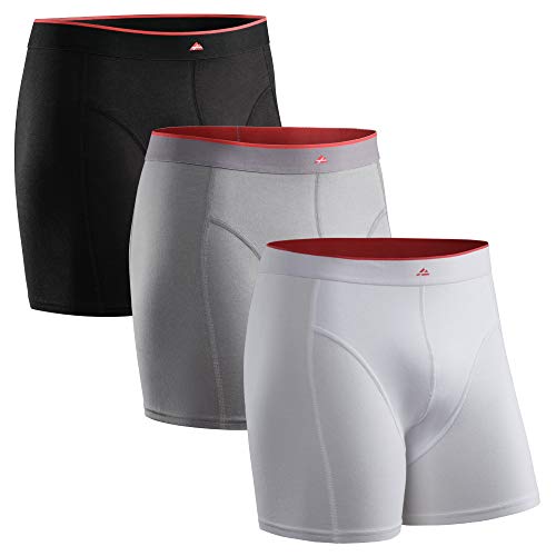 Calzoncillos Boxer de Bambú para Hombre, Pack de 3, Ropa Interior Antibacteriana y Ultra Suave, Ajustados, Comodidad Superior, Negro, Blanco, Gris, Multipack (1x Negro, 1x Blanco, 1x Gris), Large