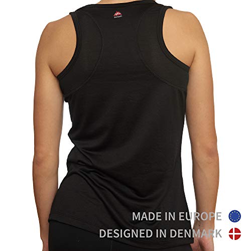 Camiseta Deportiva sin Mangas para Mujer, Pack de 1, Camiseta Suelta Racerback con Espalda Descubierta para el Gimnasio, Hacer Ejercicios, Correr, Yoga (Negro/Logo Negro Oversize, X-Large)