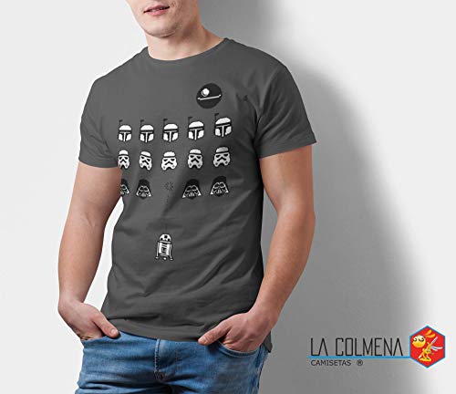 Camisetas La Colmena 1349-Camiseta Space Wars (Karlangas) (M, Charcoal)