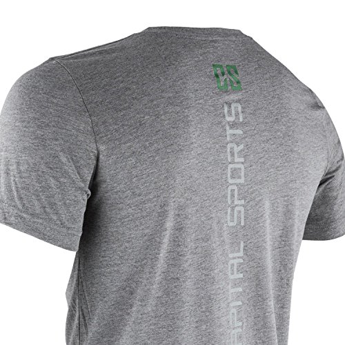 CapitalSports Capital Sports Camiseta de Entrenamiento Masculina Talla S Gris (Diseño Impreso Frontal y Espalda, Resistencia, Ideal Deporte Fitness Cross-Training, Ejercicio Gimnasio o Tiempo Libre,