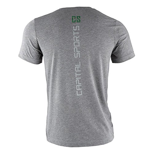 CapitalSports Capital Sports Camiseta de Entrenamiento Masculina Talla S Gris (Diseño Impreso Frontal y Espalda, Resistencia, Ideal Deporte Fitness Cross-Training, Ejercicio Gimnasio o Tiempo Libre,