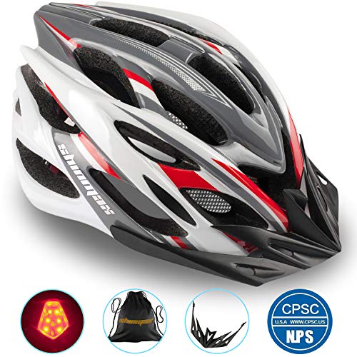 Casco Bicicleta/Casco Bicic con Luz LED,Certificado CE,Casco Ciclismo con Visera y Forro Desmontable Especializado con Luz de Seguridad Super Light Casco Bici para Skateboarding Ski & Snowboard