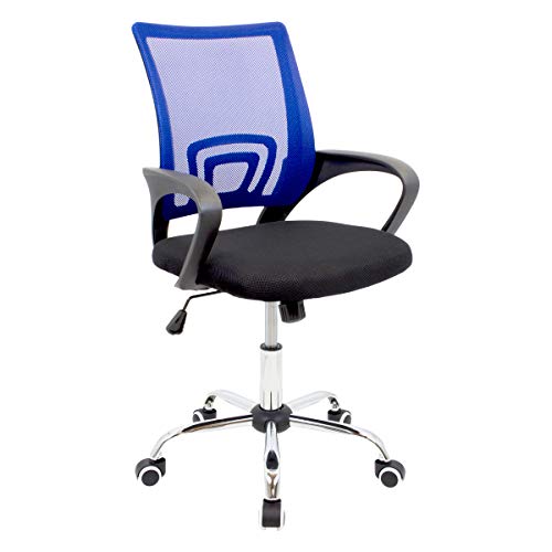 CashOffice - Silla de Escritorio Ergonómica, Silla de Oficina Giratoria con Respaldo Transpirable (Azul)