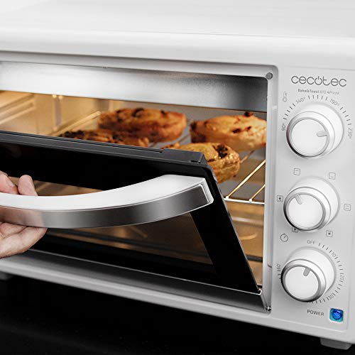 Cecotec Horno sobremesa con piedra para pizza.Horno eléctrico multifunción de sobremesa.Ideal para pizzas.Cocina por convección.Luz interior,puerta con doble cristal.1500 W.Bake&Toast 610 4Pizza