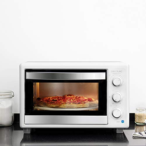 Cecotec Horno sobremesa con piedra para pizza.Horno eléctrico multifunción de sobremesa.Ideal para pizzas.Cocina por convección.Luz interior,puerta con doble cristal.1500 W.Bake&Toast 610 4Pizza