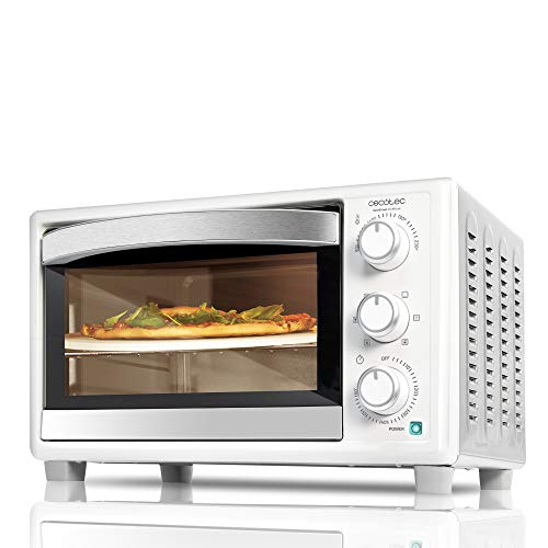 Cecotec Horno sobremesa con piedra para pizza.Horno eléctrico multifunción de sobremesa.Ideal para pizzas.Cocina por convección.Luz interior,puerta con doble cristal.1500 W.Bake&Toast 610 4Pizza