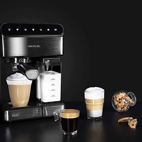 Cecotec Power Instant-ccino 20 - Cafetera Semiautomatica, Presión 20 Bares, Capacidad de 1,4l, 6 Funciones, Calentador por Thermoblock, Control Táctil, Tanque de leche, 1350 W