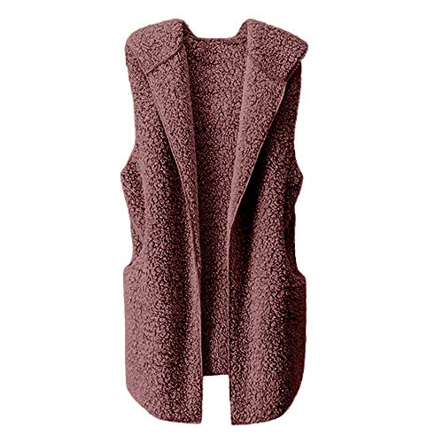 Chaleco para Mujer Calentar Abrigo con Capucha de Abrigo de Invierno Abrigo Informal Chaqueta de Abrigo Chaleco sin Mangas de Felpa con Capucha Outwear riou