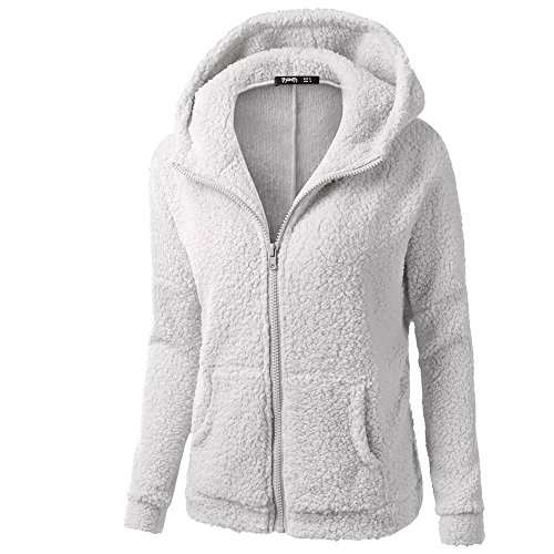 Chaqueta Mujeres de Invierno de Lana Cálida Cremallera Abrigo con Capucha Casual Suéter Abrigo de Algodón Outwear Hoodie riou