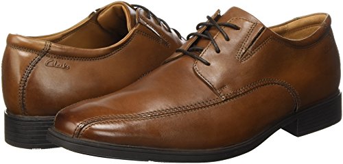 Clarks Tilden Walk, Zapatos de Cordones Derby, Marrón (Dark Tan Leather-), 45 EU