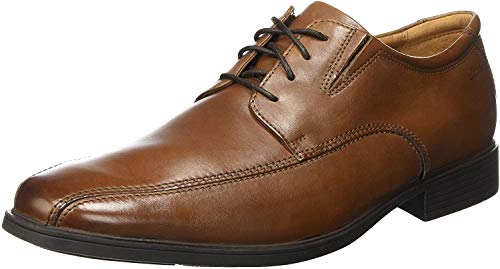 Clarks Tilden Walk, Zapatos de Cordones Derby, Marrón (Dark Tan Leather-), 45 EU