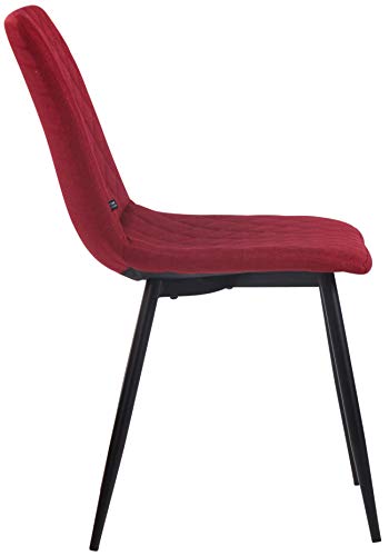 CLP Silla De Comedor Telde Tapizada En Tela I Butaca De Salón con Base De Metal En Negro I Silla De Dormitorio Sin Reposabrazos I Color: Rojo