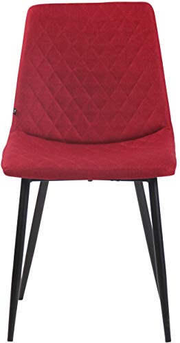 CLP Silla De Comedor Telde Tapizada En Tela I Butaca De Salón con Base De Metal En Negro I Silla De Dormitorio Sin Reposabrazos I Color: Rojo