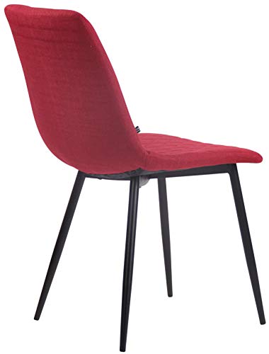 CLP Silla De Comedor Telde Tapizada En Tela I Butaca De Salón con Base De Metal En Negro I Silla De Dormitorio Sin Reposabrazos I Color: Rojo