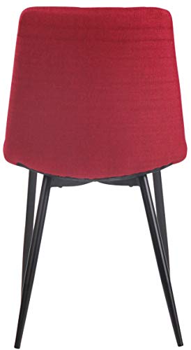 CLP Silla De Comedor Telde Tapizada En Tela I Butaca De Salón con Base De Metal En Negro I Silla De Dormitorio Sin Reposabrazos I Color: Rojo