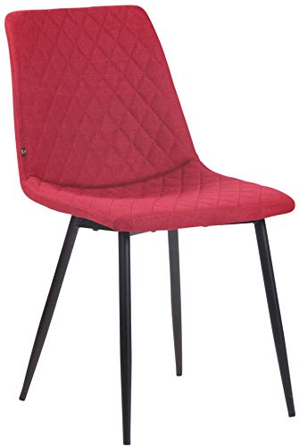 CLP Silla De Comedor Telde Tapizada En Tela I Butaca De Salón con Base De Metal En Negro I Silla De Dormitorio Sin Reposabrazos I Color: Rojo