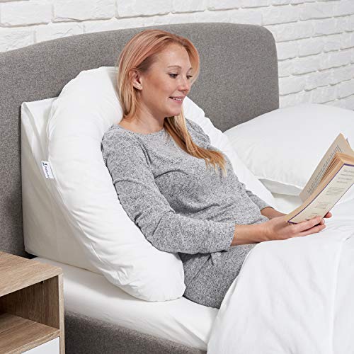 Cojin Cuña para Respaldo en Cama - Almohada de Soporte: Apoyo para la Espalda, Piernas Rodillas - Ideal para cuando está Leyendo, también ayuda con el Reflujo Ácido - Hecha en Portugal por Proheeder