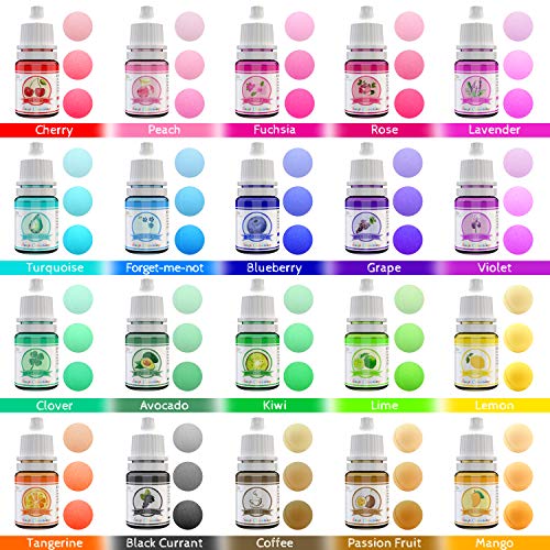 Colorante Jabón 20 Colores - Colorante de Bomba de Baño Líquido para Fabricación de Jabón, Limo - Tinte de Bomba de Baño para Kit de Suministros de Elaboración Jabon DIY, Manualidades - 6ml Cada Uno