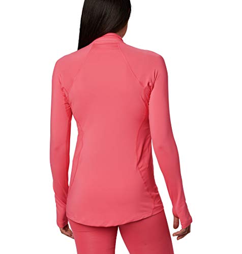 Columbia Midweight Stretch Long Sleeve Half Zip Ropa Interior Técnica De Manga Larga Media Cremallera, Mujer, Bright Geranium, L