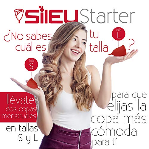 Copa Menstrual Sileu Cup Sport - Copa deportiva para práctica de deportes, pilates, yoga, piscina, baile, gimnasio - Alternativa ecológica y natural a tampones y compresas - Talla S + L, Rojo