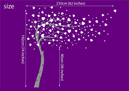 Corazones y árbol vinilo adhesivo de pared para habitación infantil, decoración del hogar