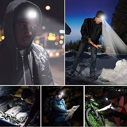 COTOP Gorro de Punto con luz, Unisex 4 LED cálido Gorro de Invierno Gorro con Manos Libres Iluminado Regalo Original para Amigos Hombres y Mujeres para Caminar de Noche, Acampar, Andar en Bicicleta