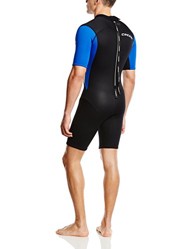 Cressi Med X Man Wetsuit 2.5 mm Traje Monoshort sin Capucha en Neopreno Biforrado, Hombre, Negro/Azul/Plata, L/4