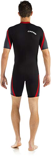 Cressi Playa Man Shorty Wetsuit 2.5 mm-Traje Monoshort sin Capucha en Neopreno 2.5mm Biforrado para Hombre, Negro/Rojo/Gris, M/3