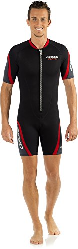 Cressi Playa Man Shorty Wetsuit 2.5 mm-Traje Monoshort sin Capucha en Neopreno 2.5mm Biforrado para Hombre, Negro/Rojo/Gris, M/3