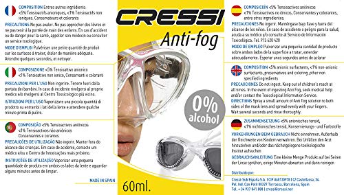 Cressi Premium Anti Fog - Antivaho Spray para Máscara de Buceo/Gafas de Natación, 60 ml