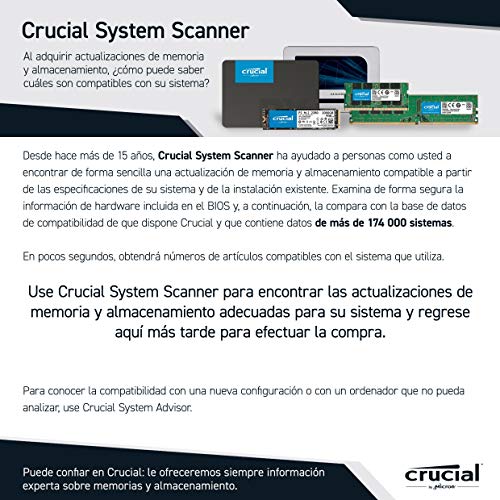 Crucial MX500 1TB CT1000MX500SSD1 Unidad interna de estado sólido-hasta 560 MB/s (3D NAND, SATA, 2.5 Pulgadas)