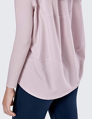 CRZ YOGA Mujer Loose Fit Top Ropa Deportiva Camiseta De Manga Larga con Cuello Barco Rosa Gris 46