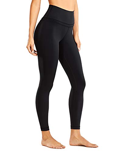 CRZ YOGA Mujer Naked Feeling Deportivos 7/8 Leggings Yoga Fitness Pantalon de Cintura Alta con Bolsillos-63cm Negro-R009 38