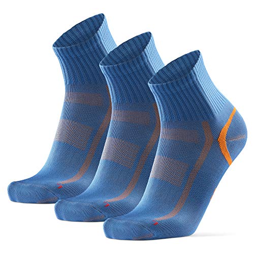 DANISH ENDURANCE Calcetines Deportivos Quarter Pro 3 Pares (Azul/Naranja, EU 39-42)