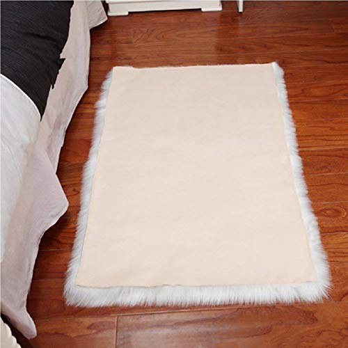 DAOXU Piel de Imitación,Cozy sensación como Real, Alfombra de Piel sintética Lavable para sofá o Dormitori (60 x 90cm, Blanco)