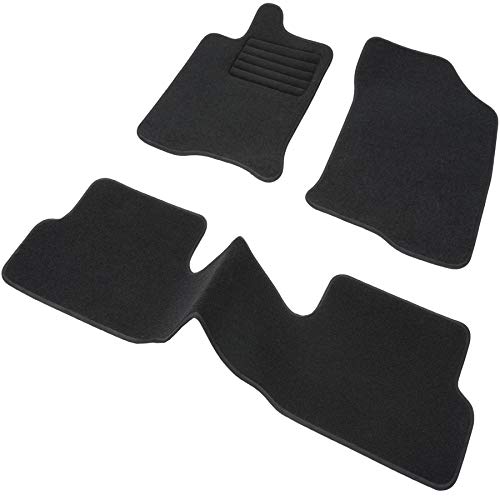 DBS Alfombrillas de Coche - A Medida - Alfombrillas para Coche - 3 uds. - Antideslizante - Moqueta en Negro 900 g/m² - Aspecto Terciopelo - Modelo Star - 1763190