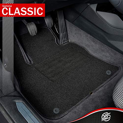 DBS Alfombrillas de Coche - A Medida - Alfombrillas para Coche - 4 uds. - Antideslizante - Moqueta en Negro 900 g/m² - Aspecto Terciopelo - Modelo Star - 1763620