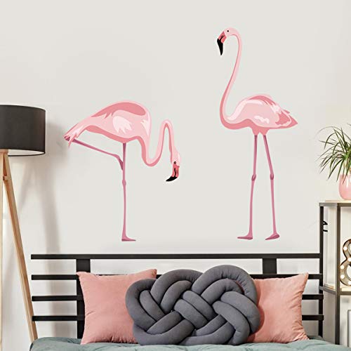 decalmile Rosado Flamencos Pegatina De Pared Pelar y Pegar Desmontable Adhesivos Pared Decorativos para Salón Dormitorio Habitación para Niños