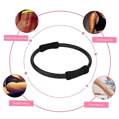 del Anillo de Pilates de la Media Luna mágica Apoyo de Condición Física de Doble Anillo de empuñaduras de Resistencia de Cuerpo Completo tonificación Formación Círculo Negro Loop