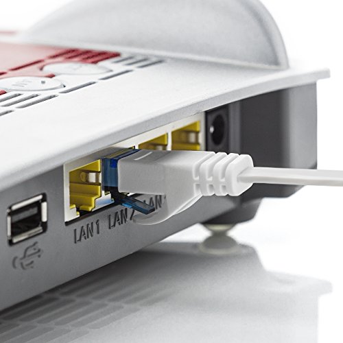 deleyCON 20m CAT6 Cable de Red Plano Cable de Cinta de 1,5mm U-UTP RJ45 - Cable de Conexión UUTP para DSL LAN Conmutador de Módem Panel de Conexión de Repetidor - Blanco