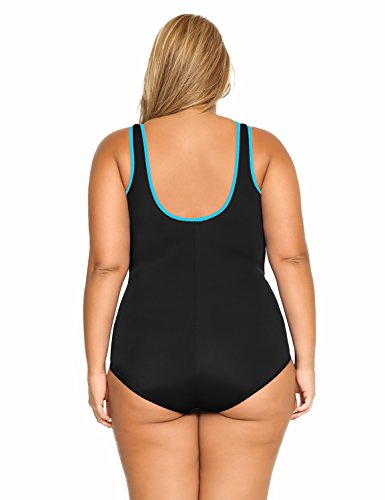 DELIMIRA - Bañador Cremallera Frontal Traje de Baño de Una Pieza para Mujer Multicolor #3 58