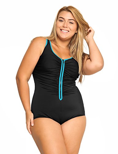 DELIMIRA - Bañador Cremallera Frontal Traje de Baño de Una Pieza para Mujer Multicolor #3 58